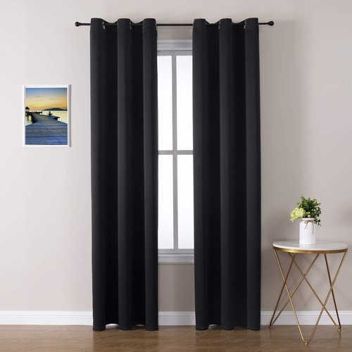 ChrisDowa Blackout Curtains - Thermal Insulated Room Darkening Panels for Bedroom & Living Room | Black, 42 x 84 Inch
