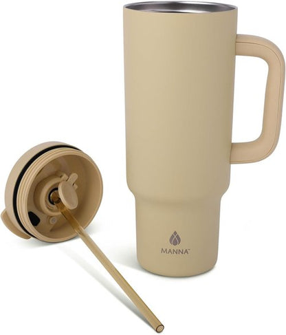 Manna Leisure Stainless Steel Insulated Tumbler - 40 Oz Leak-Proof Dual Function Lid | Dandelion Powder Coat