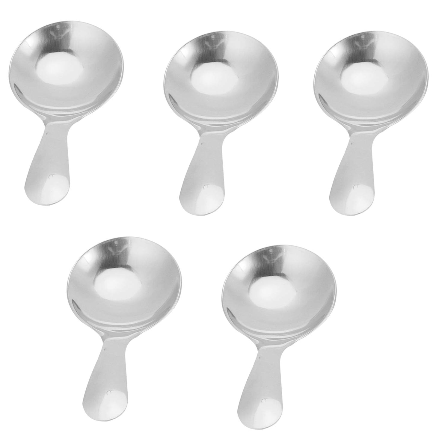 5PCS Ice Cream Scoop, Mini Silver Serve Spoon Stainless Steel Short Handle Spoon for Tea Coffee Dessert Sugar Condiment Kids Eating(Silver)