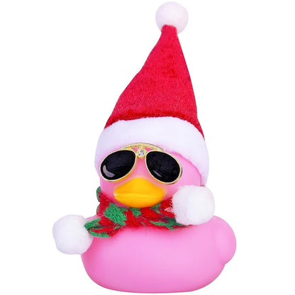 Christmas Rubber Duck Car Ornament with Hat, Sunglasses & Scarf - Pink Duck-Green Scarf (Variation of THIS listing)