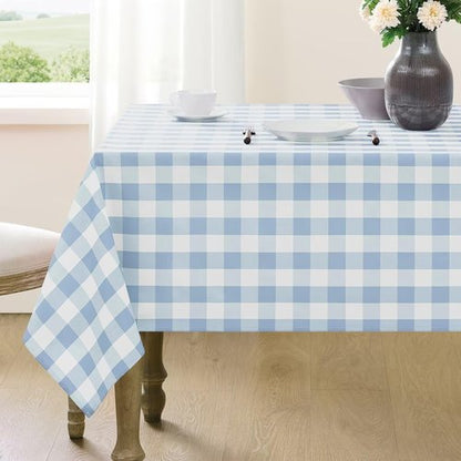 Checkered Tablecloth - Waterproof Gingham Table Cover | Light Blue, 52" x 70" - Wrinkle-Free & Washable for Dining and Outdoor Events