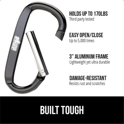 GORILLA GRIP WeatherMax Doormat - Heavy Duty 17x29 Inch Gray Diamond | Includes 3 Pack Black Carabiner Clips