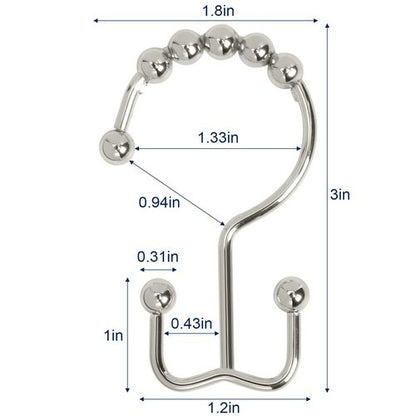 Gidse Shower Curtain Hooks,Sturdy Stainless Steel Double Sided Shower Hooks Rings for Bathroom Shower Curtain Rods Curtains Set of 12 Hooks - Nickel