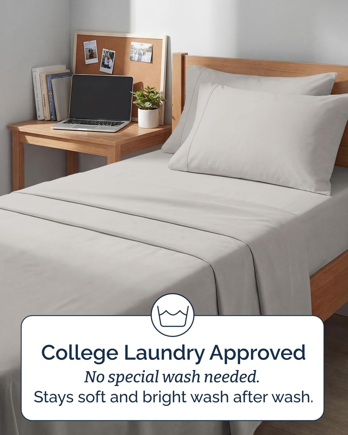 Skiennix Extra Deep Twin XL Sheet Set | 4-Piece Breathable Cooling Bedding - Soft, Wrinkle-Free, French Grey