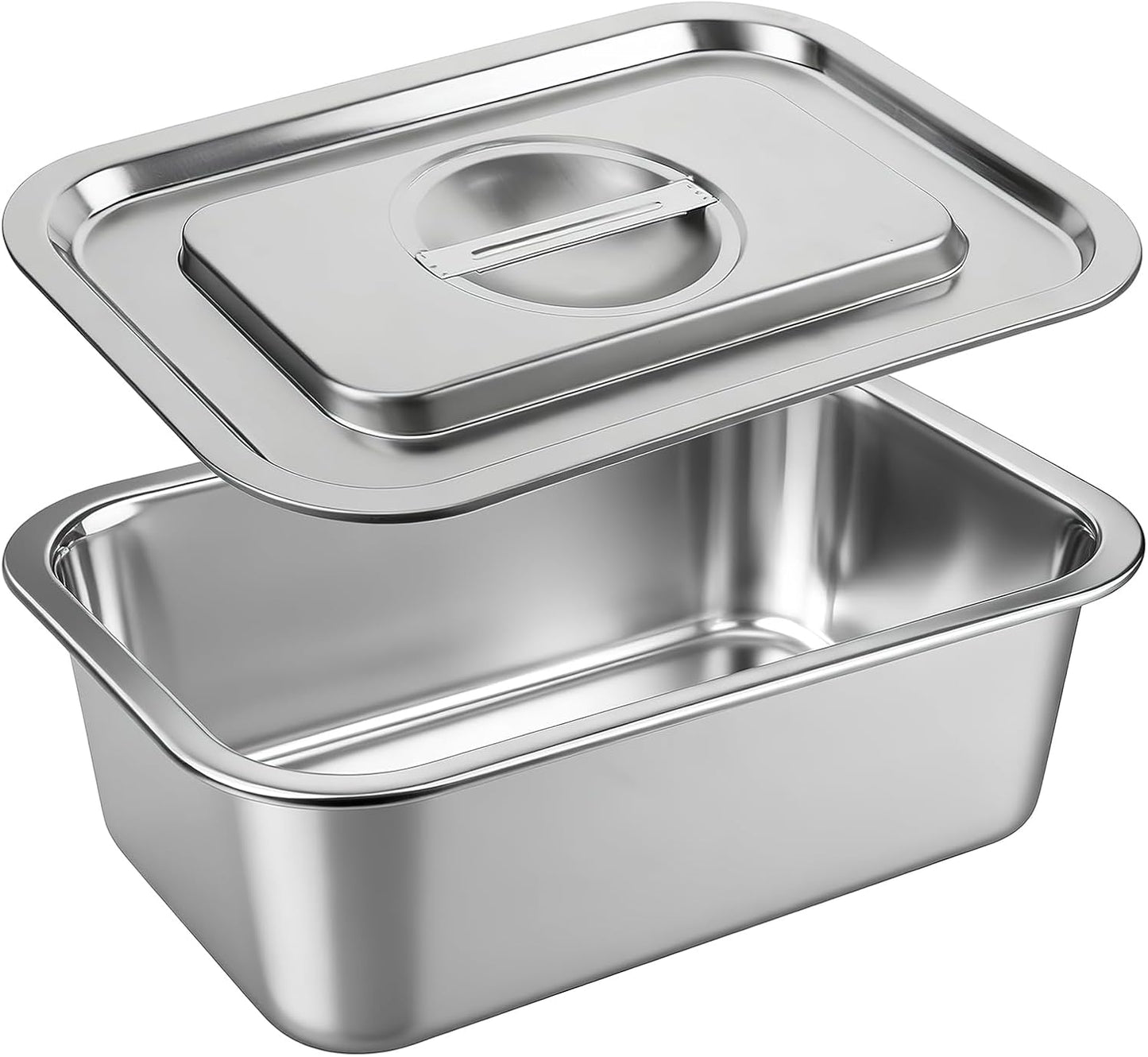 Skiennix 4-Inch Extra Deep Lasagna Baking Pan - 304 Stainless Steel with Lid, 8.5x12.4 Inch, Silver