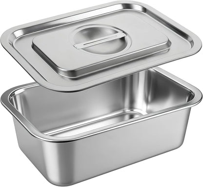 Skiennix 4-Inch Extra Deep Lasagna Baking Pan - 304 Stainless Steel with Lid, 8.5x12.4 Inch, Silver