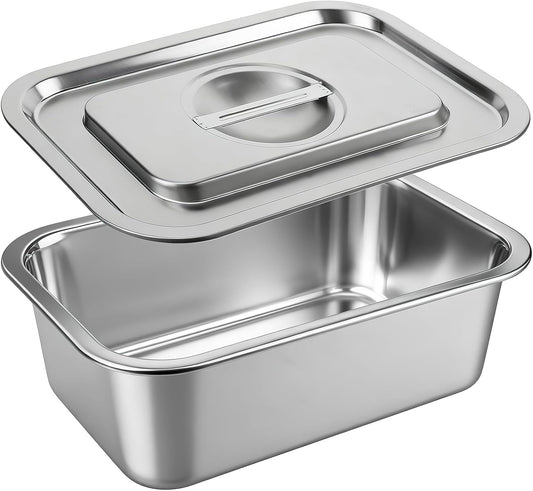 Skiennix 4-Inch Extra Deep Lasagna Baking Pan - 304 Stainless Steel with Lid, 8.5x12.4 Inch, Silver