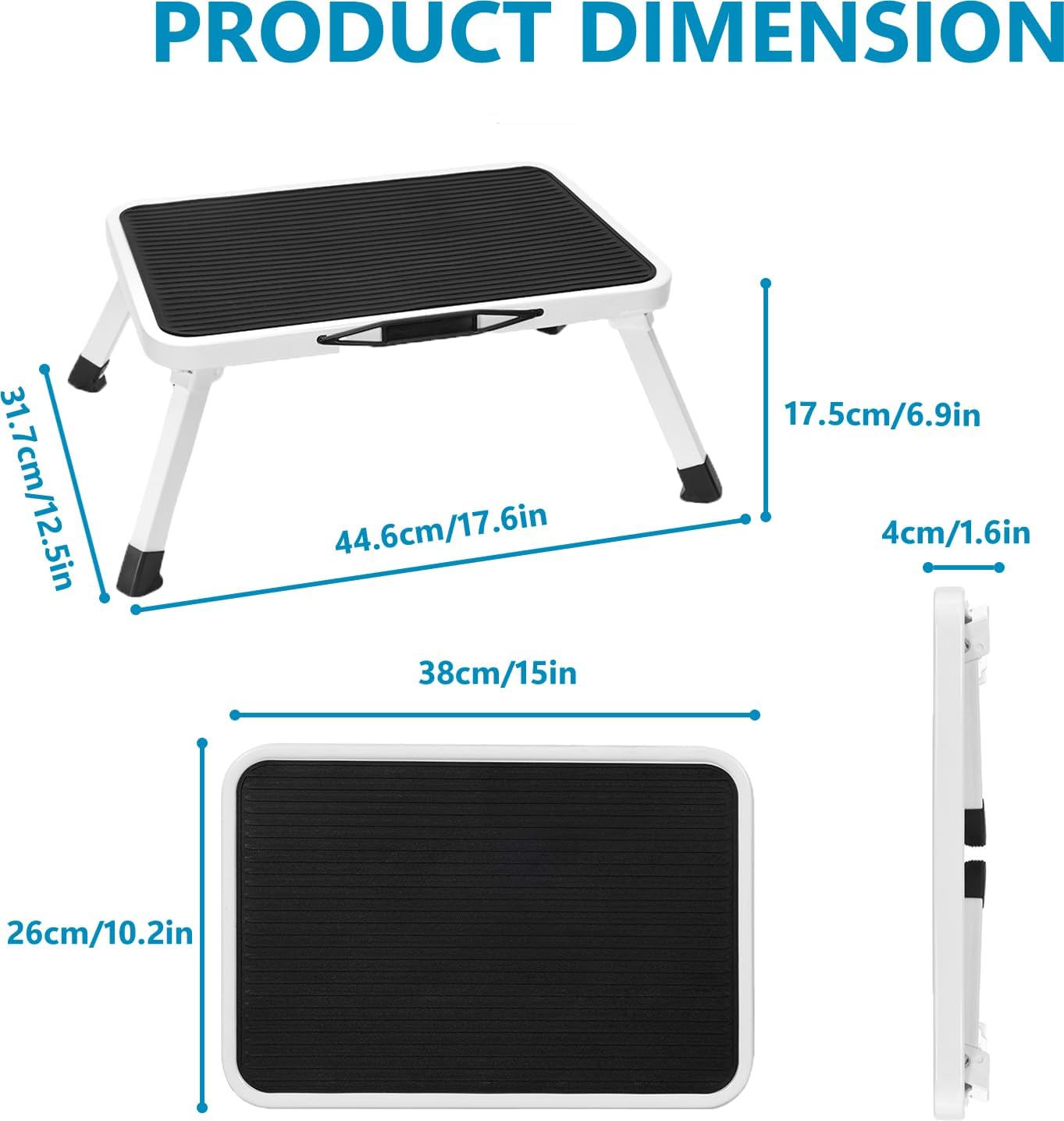 Simple Deluxe Foldable Step Stool - Heavy Duty Non-Slip Foot Stool for Adults & Kids | 330 Lbs Capacity