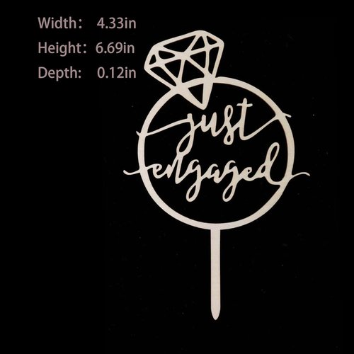 Just Engaged | Mirror Wood Cake Topper - Perfect for Engagement Parties, Bridal Showers & Weddings