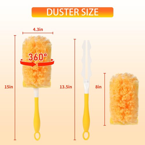 18 Count Duster Refill for Swiffer Duster with 1 Handle - 360° Multi-Surface Larger Size Feather Dusters, Disposable Duster Kit for Cleaning Home, Furniture, Blinds and Ceiling Fans