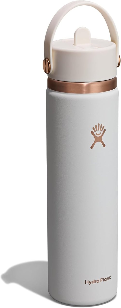 Hydro Flask Water Bottle - Insulated Stainless Steel - 24 Oz Chalk White Arc with Wide Straw Lid