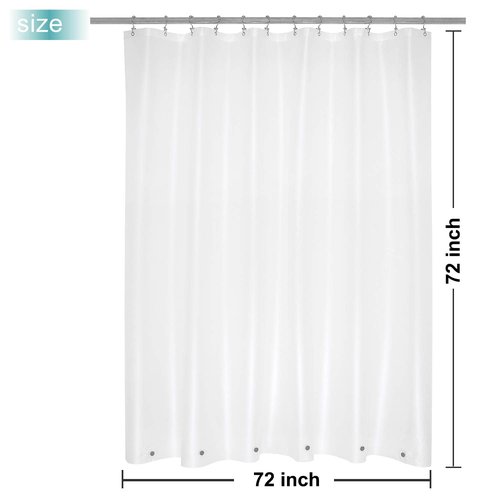 Mrs Awesome Frosted Shower Curtain Liner with 6 Magnets PEVA 8G Heavy Duty Thick Plastic Shower Curtain for Bathroom, Waterproof, 72x72, Frost