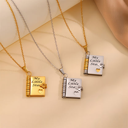 Engravable Heart Geometric Titanium Steel Necklace