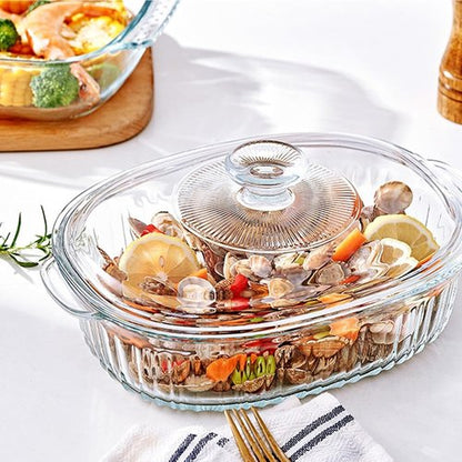 MCIRCO Glass Casserole Baking Dish Set - 4-Piece with Lids, 1.9 Qt & 3 Qt Sizes