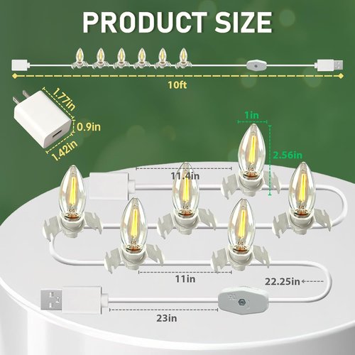Department 56 USB 5V LED Light Set - 6 Lights for Christmas Village & Halloween Decor | 9.8ft White Cord