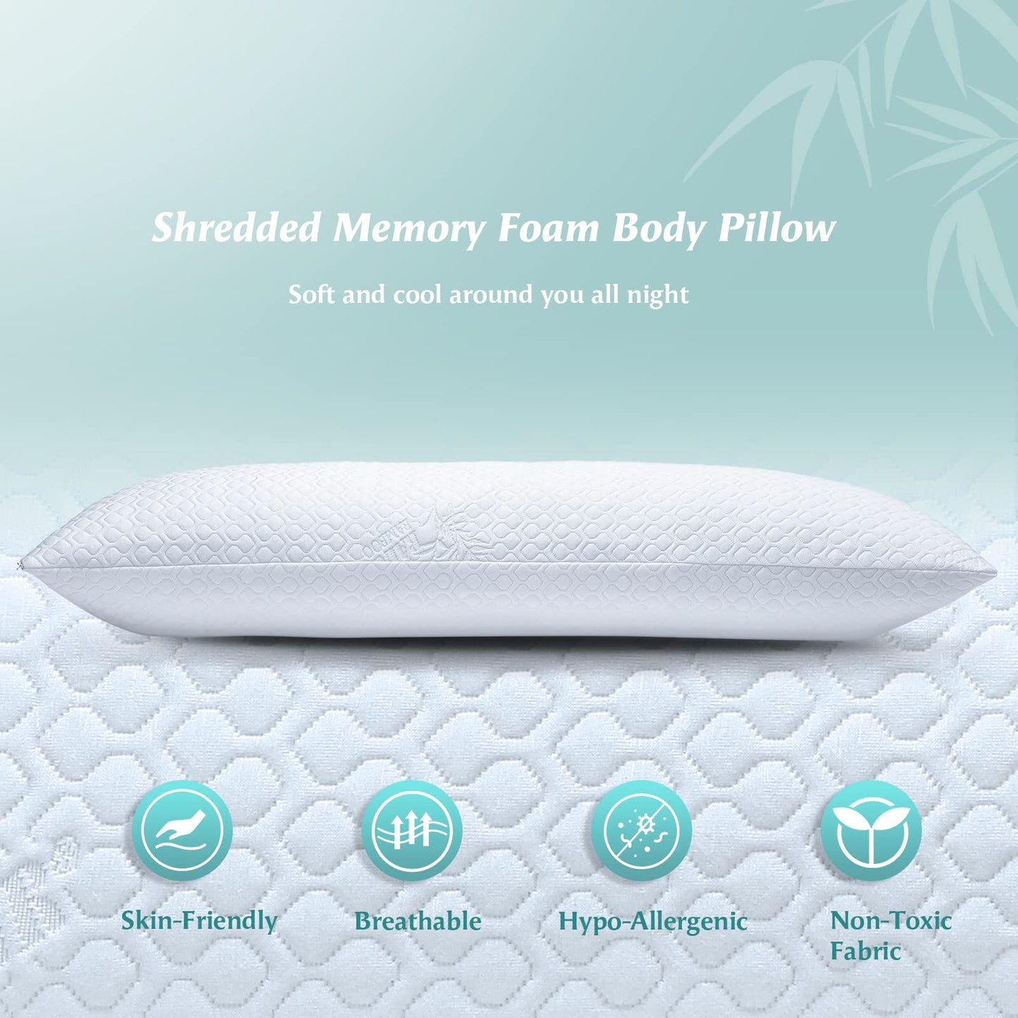 Rainmr Firm Body Pillow 1.5cm Cubies Memory Foam – Pain Relief & Sleeping & Supportive – with Cooling Cover Hug Pillows 20 x 54 inches