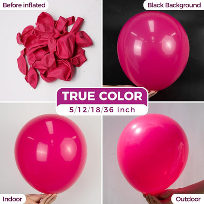 Bezente Hot Pink Balloons - 18 Inch Thick Latex Balloons for Weddings, Parties & Events | 30 Pack