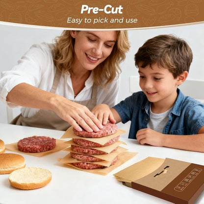Heavy Duty Patty Paper Sheets by [Brand Name] - 360 Count Unbleached, No-Stick & No-Leak 6"x6" Squares for Burgers