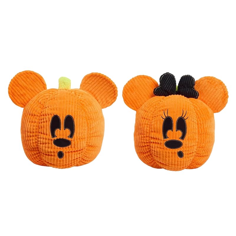 Orange Mickey & Minnie Mouse Pumpkin Plush Pillow - 14in, Corduroy