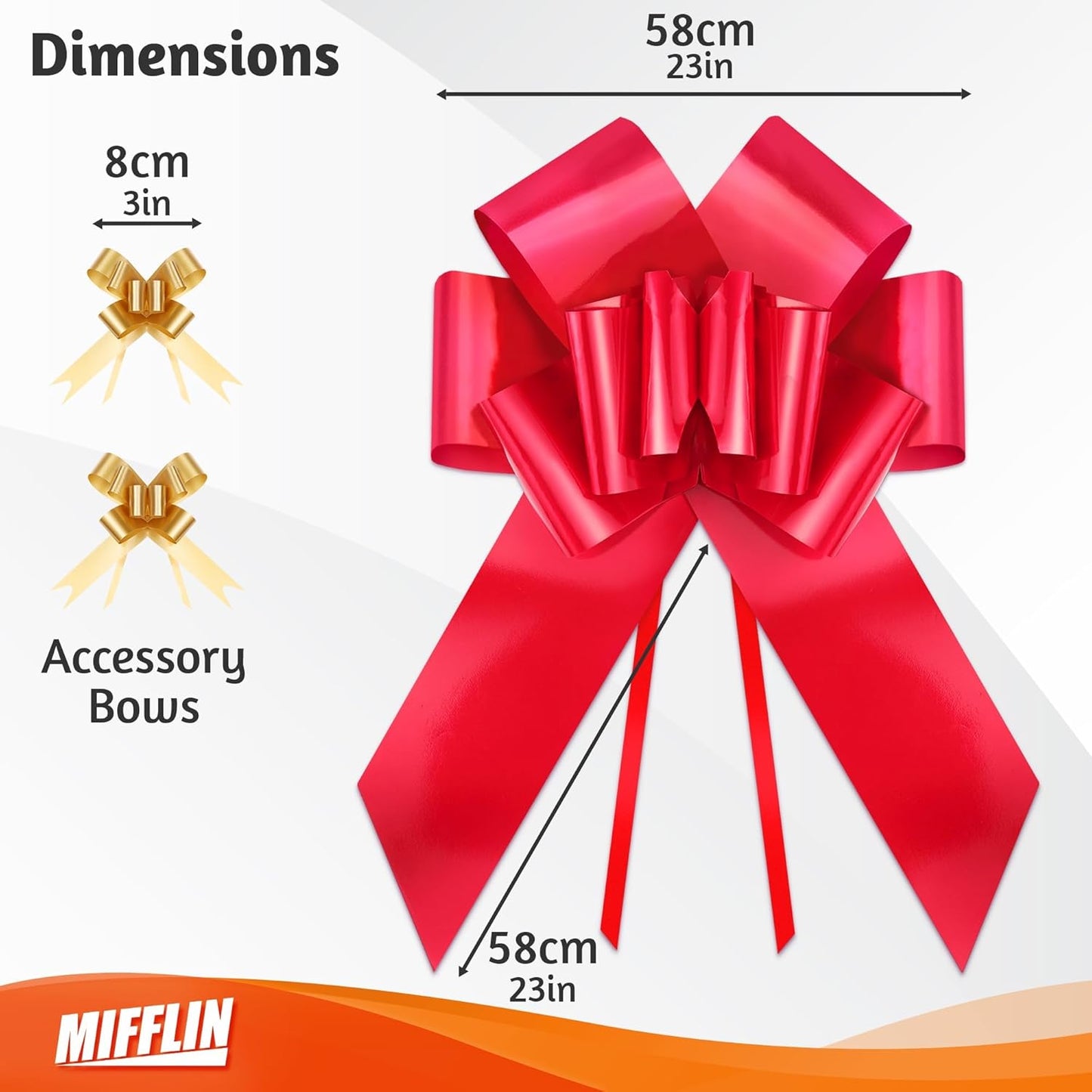 Mifflin-USA Big Car Bow - Red 23 Inch Gift Bow for Birthdays & Christmas Decor | Giant Car Bow
