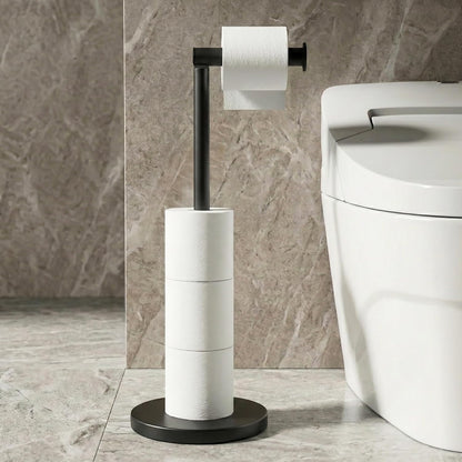 Cesun Toilet Paper Holder - Free Standing Black Stainless Steel Design with Heavy Weighted Base | Non-Slip