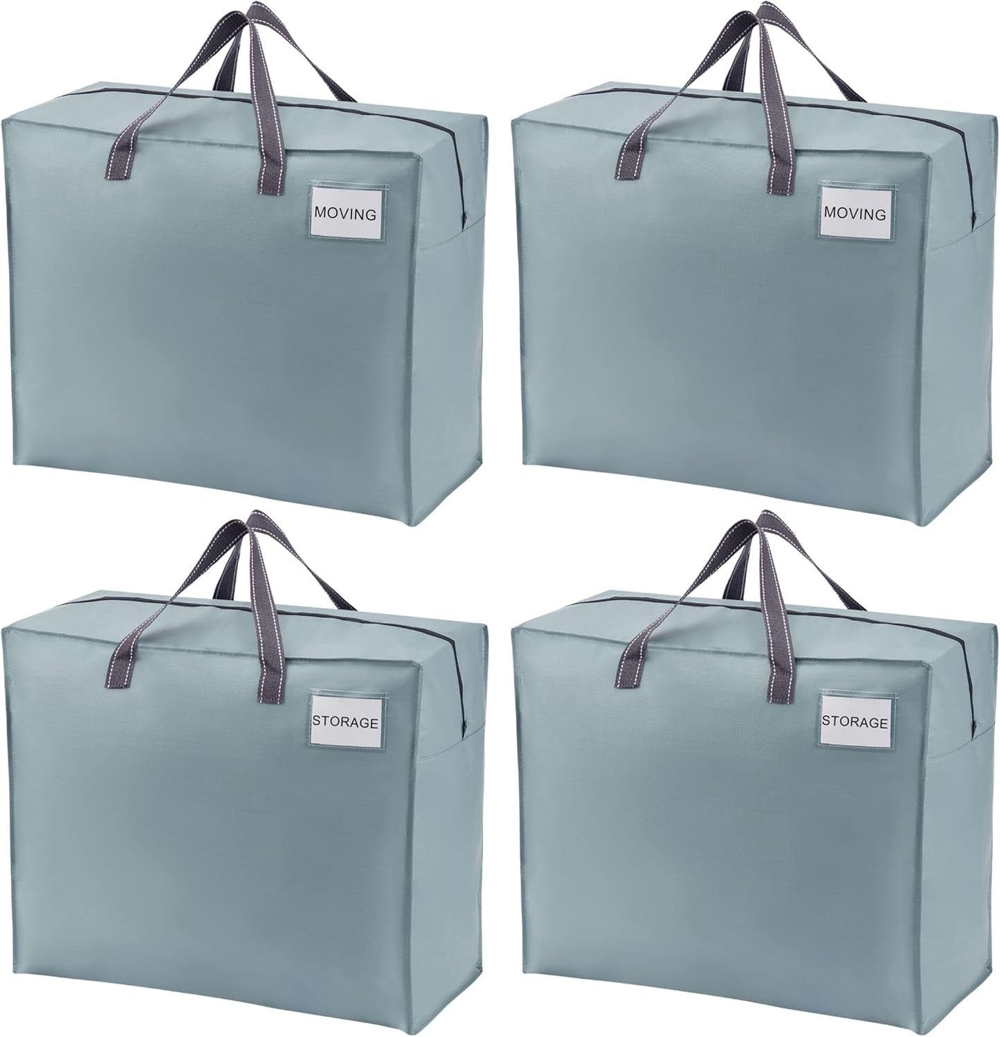 VENO Heavy Duty Moving Bags - 22 Gallon Storage Totes for Camping, Clothes & Bedding | 4 Pack Light Blue