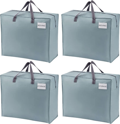 VENO Heavy Duty Moving Bags - 22 Gallon Storage Totes for Camping, Clothes & Bedding | 4 Pack Light Blue