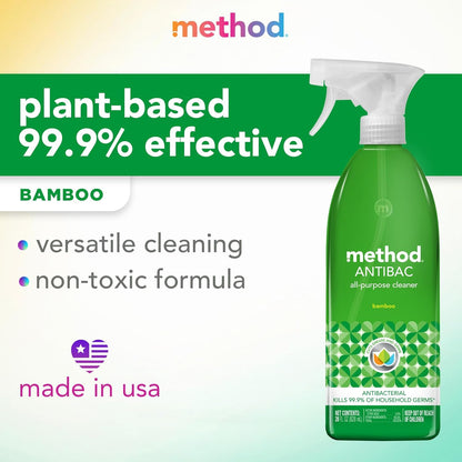 Method Antibacterial All-Purpose Cleaner Spray - Bamboo Scent | Kills 99.9% of Germs, 28 Fl Oz