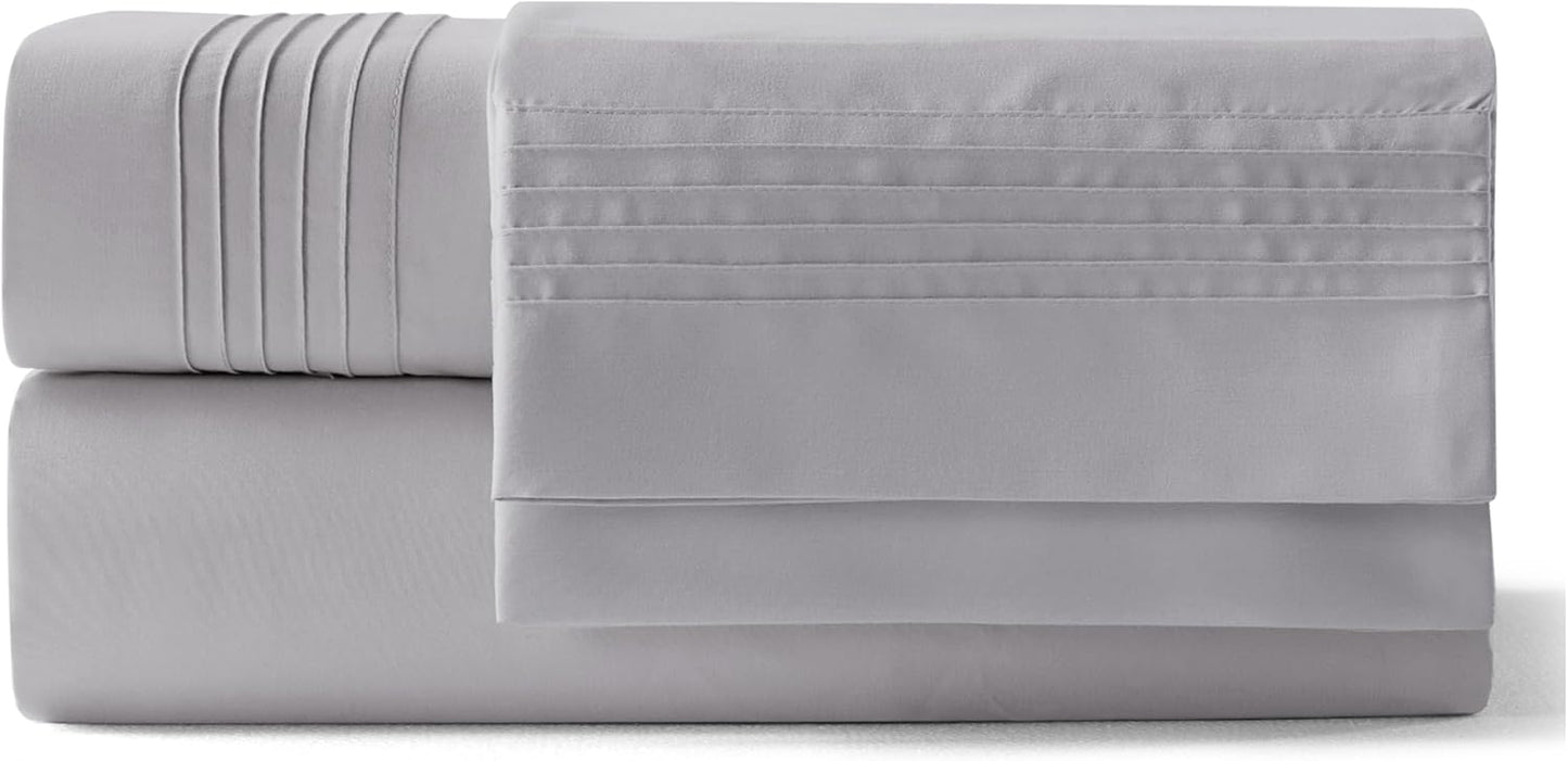 Bedsure Deep Pocket Twin Sheets Set - Soft & Cooling 3-Piece Bed Sheets for Mattresses Up to 21" - Light Grey