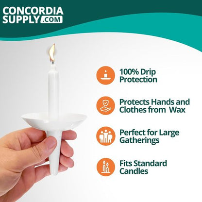 Concordia Supply Reusable Plastic Candle Holders - 50 Pcs. Ideal for Church Vigils & Christmas Eve