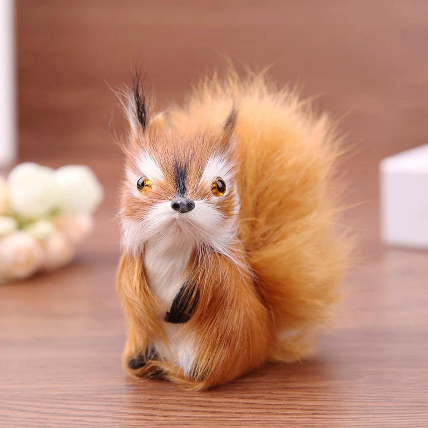 Skiennix Realistic Furry Squirrel | Lifelike Faux Fur Easter Basket Stuffer | 3.1 Inch Home Decor