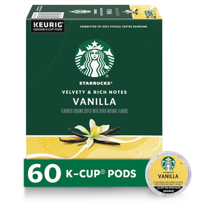 Starbucks K-Cup Coffee Pods - Vanilla Flavored Hot or Iced Coffee | 60 Count Pack