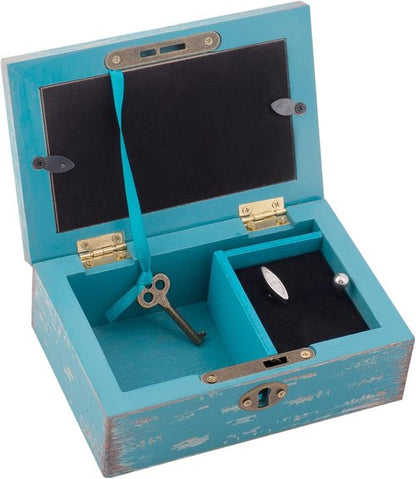 Cottage Garden Petite Locket Music Box - Distressed Teal, Plays Amazing Grace, Inspirational Gift