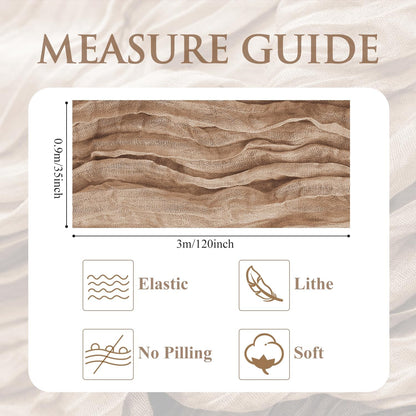 Skiennix Table Runner - 10FT Nude Boho Gauze Cheesecloth for Rustic Wedding & Party Decor