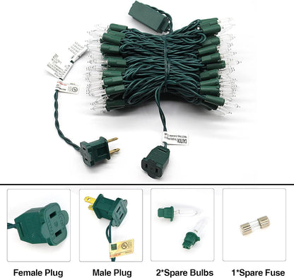 Skiennix 100-Count Warm White LED Christmas String Lights - 35 Ft Green Wire, UL Certified for Indoor/Outdoor Use