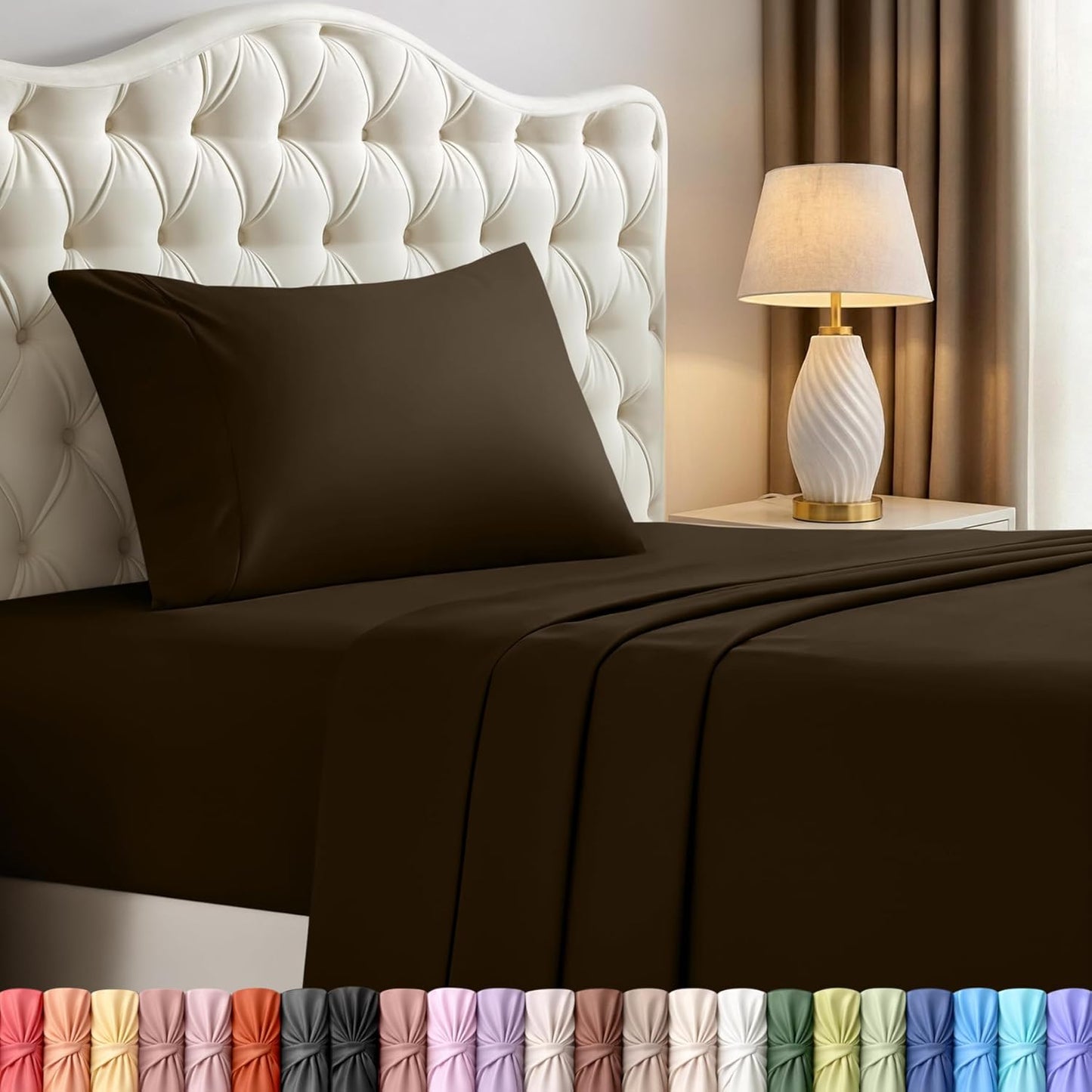 Utopia Bedding Twin Sheet Set - Soft & Breathable 3-Piece Microfiber Bed Sheets | Oeko-Tex Certified (Brown)