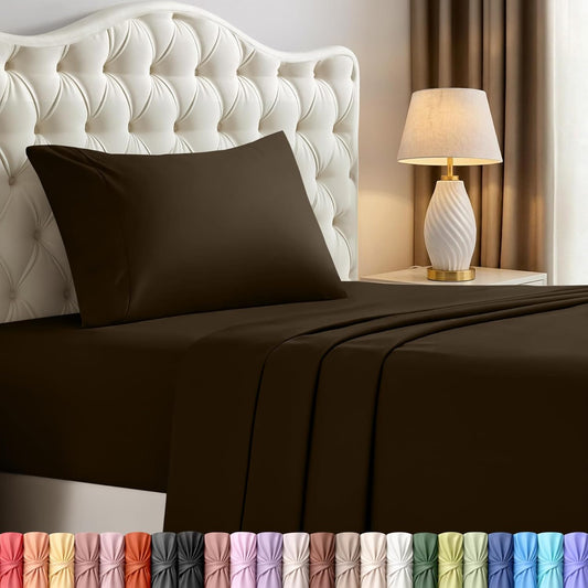 Utopia Bedding Twin Sheet Set - Soft & Breathable 3-Piece Microfiber Bed Sheets | Oeko-Tex Certified (Brown)