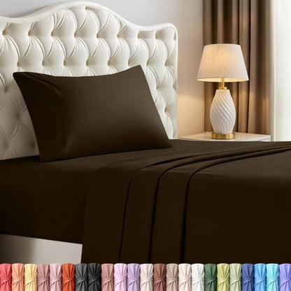 Utopia Bedding Twin XL Sheet Set – 3 Piece Bed Sheets for Twin XL Size Bed, Soft and Breathable Microfiber, Includes 1 Fitted Sheet, 1 Flat Sheet and 1 Pillowcase – Oeko Tex (Brown)