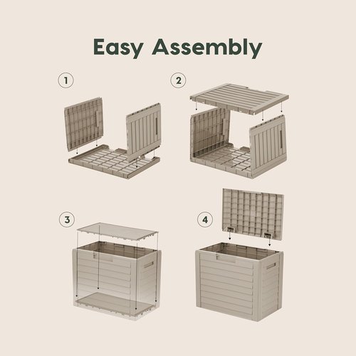 IRIS USA 35-Gallon Outdoor Storage Box - Lockable, UV-Protected & Weather-Resistant | Stylish Beige Design for Cushions & Garden Tools
