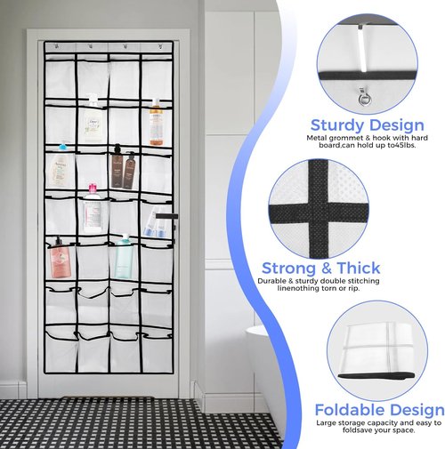 GOMAJI 28 Pocket Over the Door Shoe Organizer - Large Capacity Hanging Storage with 4 Hooks