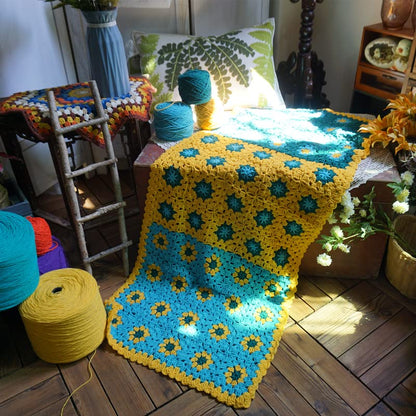 Handmade Crochet Throw Blanket 50x19 Inch, Cozy Home Decor