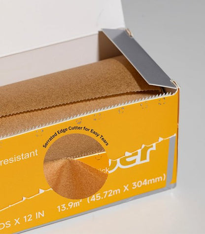 24/7 Bags Parchment Paper Roll - 150 Sq Ft Non-Stick Unbleached Food Safe with Serrated Cutter
