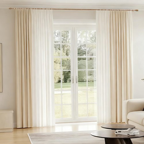 5/8” Diameter Curtain Rods 30-60 Inch, for 30-54 Inch Windows, Adjustable Splicing Wood Grain Curtain Rods for Windows with Brackets, Window Rod Long Small Curtains Rod, 2 Pack