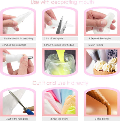 VolksRose 18-Inch Disposable Piping Bags - Anti-Burst, Non-Slip Cake Decorating Bags for Icing & Frosting