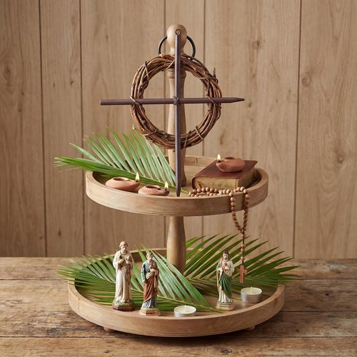 Dingion Mini Crown of Thorns Nail Cross Wreath - Rustic Christian Decor for Lent & Easter | 7in
