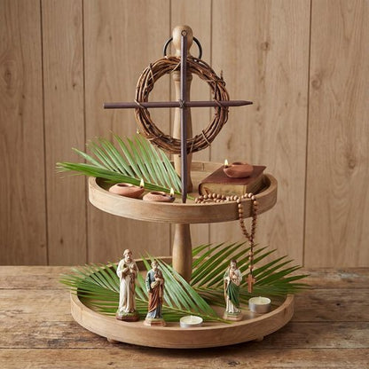 Dingion Mini Crown of Thorns Nail Cross Wreath - Rustic Christian Decor for Lent & Easter | 7in