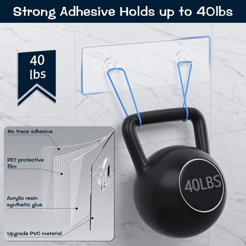 AKTECKE Shower Caddy - No Drill Adhesive Wall Hooks for Corner Organizer - Waterproof & Transparent