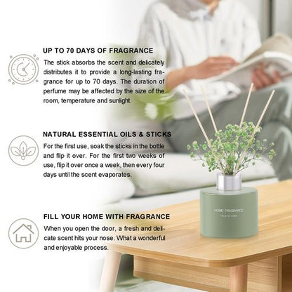 L'odeur Vill Flower Reed Diffuser Set 3.38fl oz/Vanilla Bathroom Diffuser Self Decor Home Fragrance