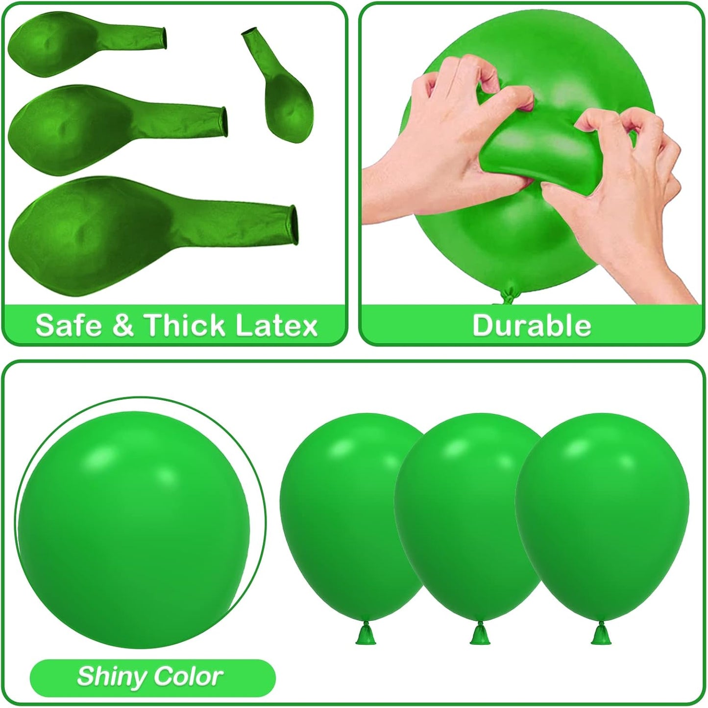 YAOWKY Green Balloons - 100PCS Latex Balloon Garland Kit | 5-18 Inches for Birthday, Wedding & Graduation Decor