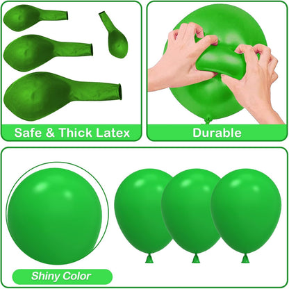 YAOWKY Green Balloons - 100PCS Latex Balloon Garland Kit | 5-18 Inches for Birthday, Wedding & Graduation Decor